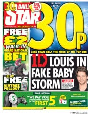 Daily Star () Newspaper Front Page for 9 April 2016