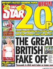 Daily Star () Newspaper Front Page for 9 May 2016