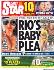Daily Star () Newspaper Front Page for 9 May 2018