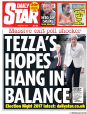 Daily Star () Newspaper Front Page for 9 June 2017