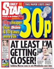 Daily Star () Newspaper Front Page for 9 July 2012