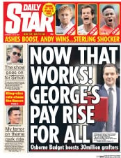 Daily Star () Newspaper Front Page for 9 July 2015