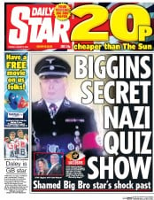 Daily Star () Newspaper Front Page for 9 August 2016