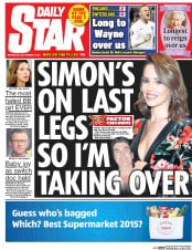 Daily Star () Newspaper Front Page for 9 September 2015
