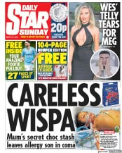 Daily Star Sunday () Newspaper Front Page for 10 March 2019