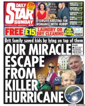 Daily Star Sunday () Newspaper Front Page for 10 September 2017
