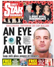 Daily Star Sunday () Newspaper Front Page for 11 November 2018