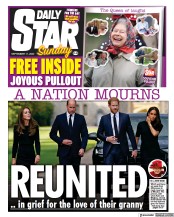 Daily Star Sunday () Newspaper Front Page for 11 September 2022