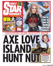 Daily Star Sunday () Newspaper Front Page for 12 January 2020