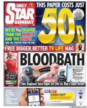 Daily Star Sunday () Newspaper Front Page for 12 June 2016