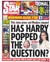 Daily Star Sunday () Newspaper Front Page for 13 August 2017