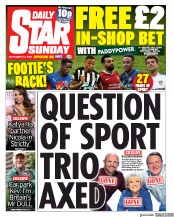 Daily Star Sunday () Newspaper Front Page for 13 September 2020
