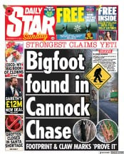 Daily Star Sunday () Newspaper Front Page for 14 November 2021