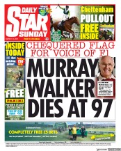 Daily Star Sunday () Newspaper Front Page for 14 March 2021