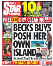 Daily Star Sunday () Newspaper Front Page for 14 May 2017