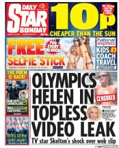 Daily Star Sunday () Newspaper Front Page for 14 August 2016