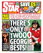 Daily Star Sunday () Newspaper Front Page for 14 August 2022