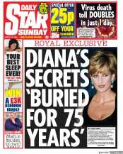 Daily Star Sunday () Newspaper Front Page for 15 March 2020