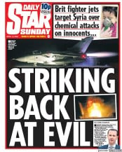 Daily Star Sunday () Newspaper Front Page for 15 April 2018