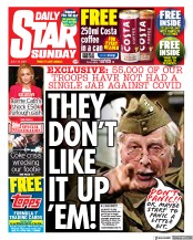 Daily Star Sunday () Newspaper Front Page for 18 July 2021