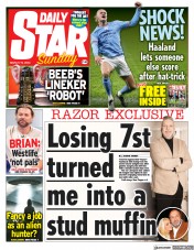 Daily Star Sunday () Newspaper Front Page for 19 March 2023