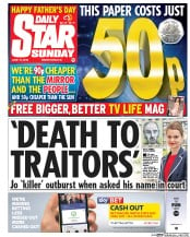 Daily Star Sunday () Newspaper Front Page for 19 June 2016
