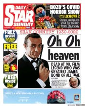 Daily Star Sunday () Newspaper Front Page for 1 November 2020