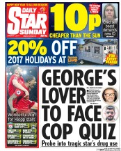 Daily Star Sunday () Newspaper Front Page for 1 January 2017