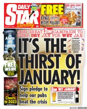 Daily Star Sunday () Newspaper Front Page for 1 January 2023