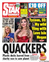 Daily Star Sunday () Newspaper Front Page for 1 March 2020