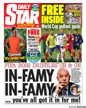 Daily Star Sunday () Newspaper Front Page for 20 November 2022