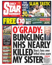 Daily Star Sunday () Newspaper Front Page for 20 March 2016