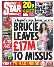 Daily Star Sunday () Newspaper Front Page for 20 August 2017
