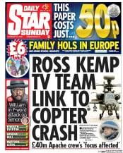 Daily Star Sunday () Newspaper Front Page for 21 February 2016
