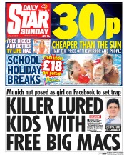 Daily Star Sunday () Newspaper Front Page for 24 July 2016