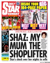 Daily Star Sunday () Newspaper Front Page for 25 August 2019
