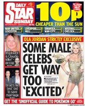 Daily Star Sunday () Newspaper Front Page for 25 September 2016