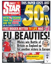 Daily Star Sunday () Newspaper Front Page for 26 June 2016