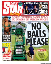 Daily Star Sunday () Newspaper Front Page for 26 June 2022