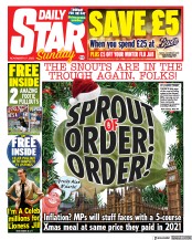 Daily Star Sunday () Newspaper Front Page for 27 November 2022
