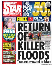Daily Star Sunday () Newspaper Front Page for 27 December 2015