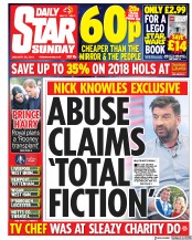 Daily Star Sunday () Newspaper Front Page for 28 January 2018