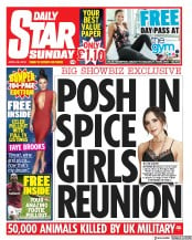 Daily Star Sunday () Newspaper Front Page for 28 April 2019