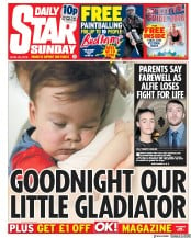 Daily Star Sunday () Newspaper Front Page for 29 April 2018