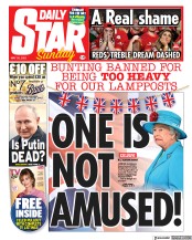 Daily Star Sunday () Newspaper Front Page for 29 May 2022