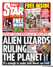 Daily Star Sunday () Newspaper Front Page for 2 January 2022
