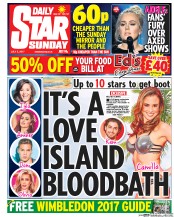 Daily Star Sunday () Newspaper Front Page for 2 July 2017