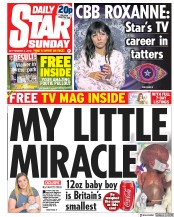 Daily Star Sunday () Newspaper Front Page for 2 September 2018