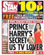 Daily Star Sunday () Newspaper Front Page for 30 October 2016