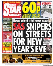 Daily Star Sunday () Newspaper Front Page for 31 December 2017